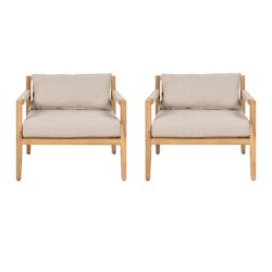 Rope Outdoor Leisure Chair (Set of 2) - Acacia Wood / Beige