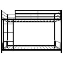 Twin Over Twin Bunk Bed, Heavy Duty Sturdy Design With Safety Guardrail, Noise Reduced - Black