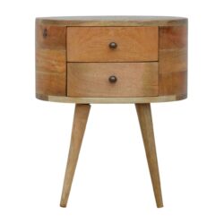 Rounded Nightstand Table - Light Brown