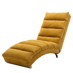 Ergonomic Linen Massage Chaise Lounge With Remote Control - Color, 5 Modes For Office, Living Room, Bedroom - Mustard