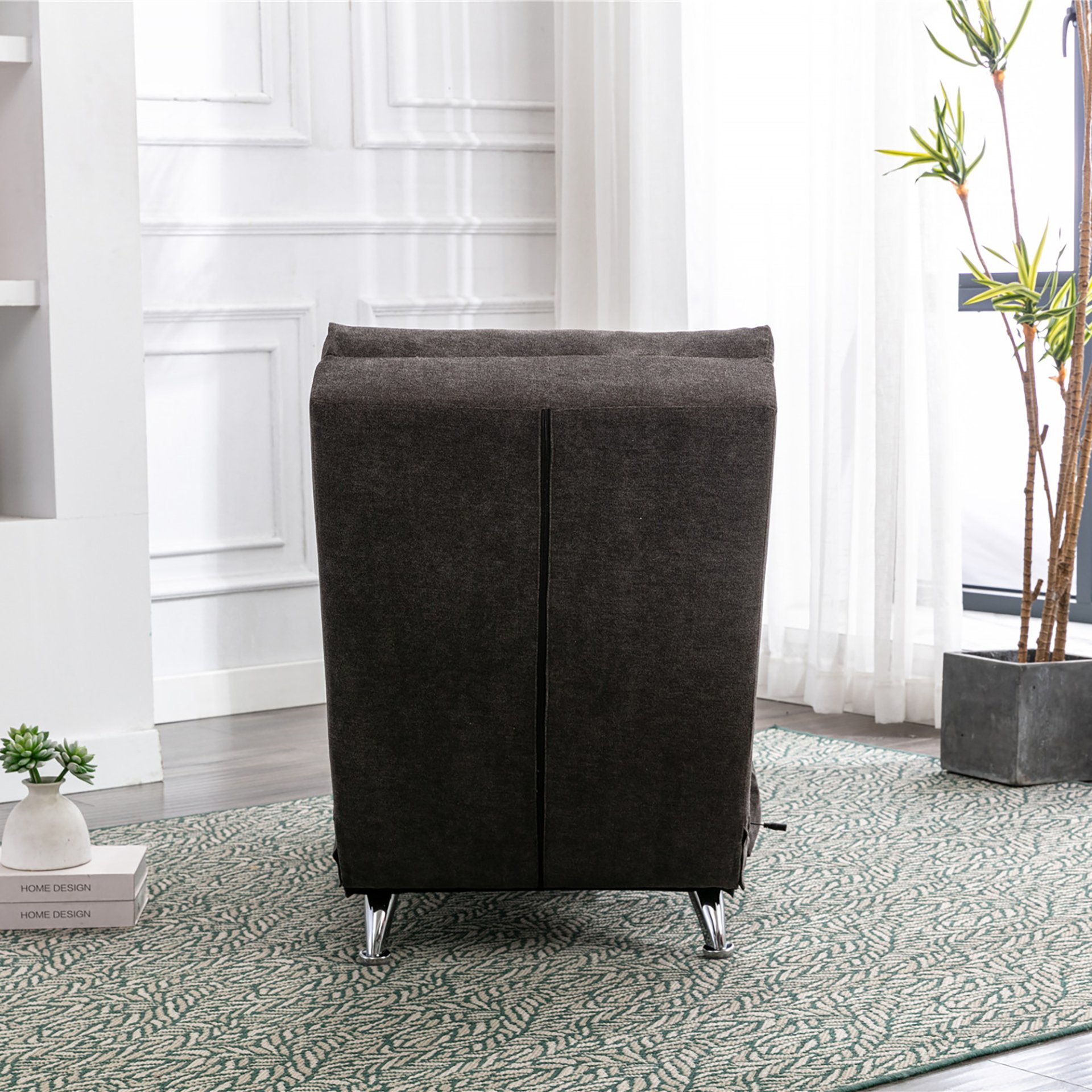 Ergonomic Linen Massage Chaise Lounge With Remote Control, Electric Massage Lounger With 5 Modes - Dark Gray - Image 6