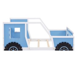Classic Car Shaped Twin Size Platform Bed With Wheels - Blue