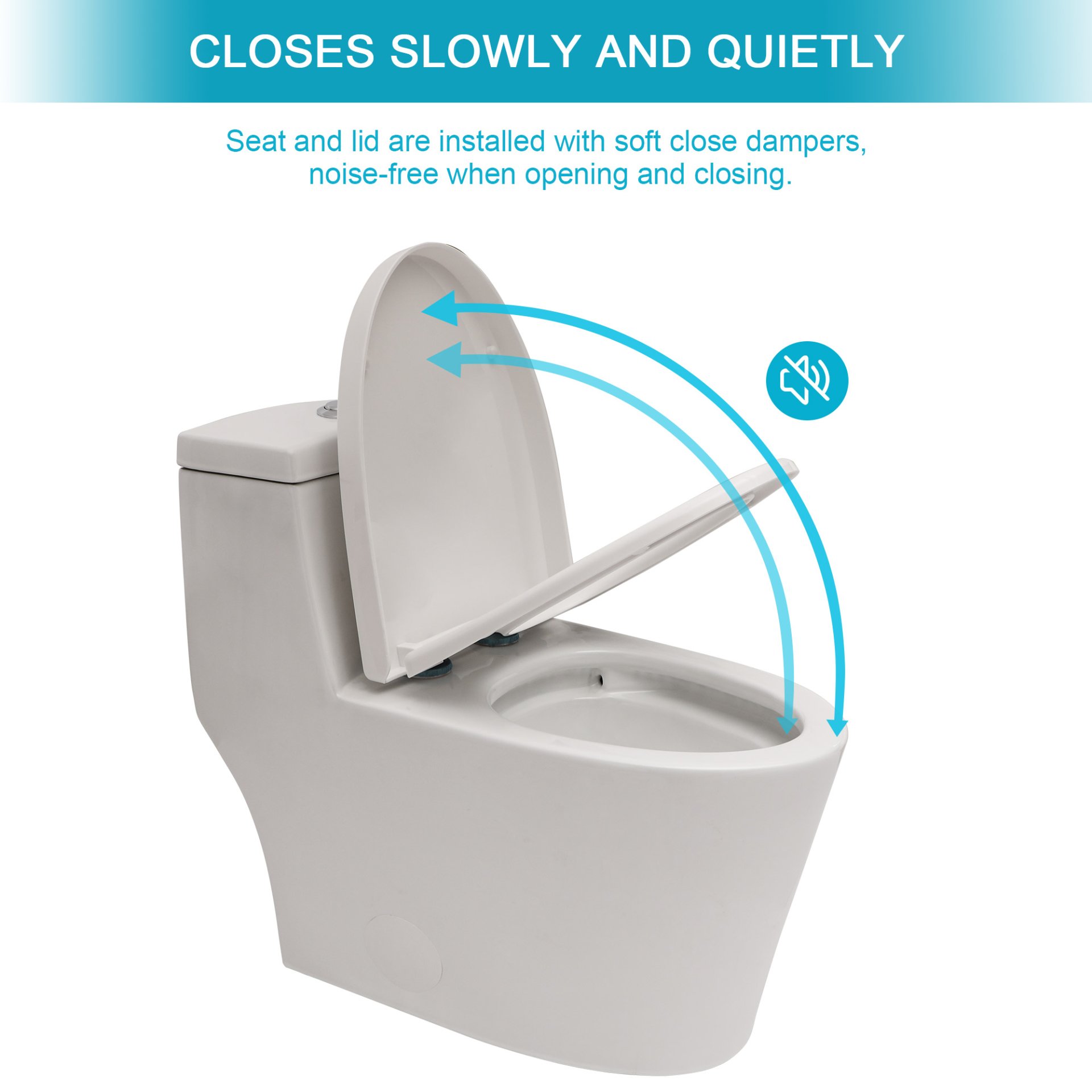 1 Piece Toilet, Dual Flush, Soft Closing Seat - White - Image 7