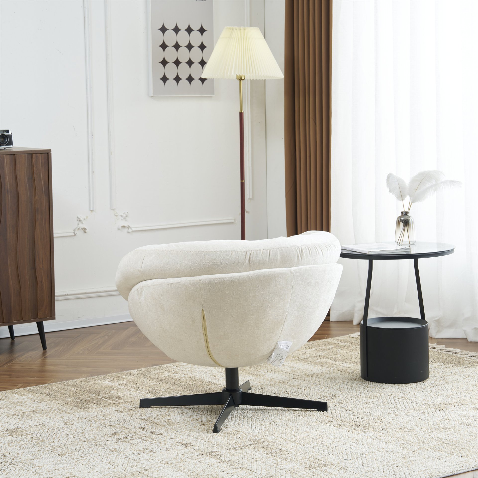 Modern Office Chair With Swivel - Beige - Image 15