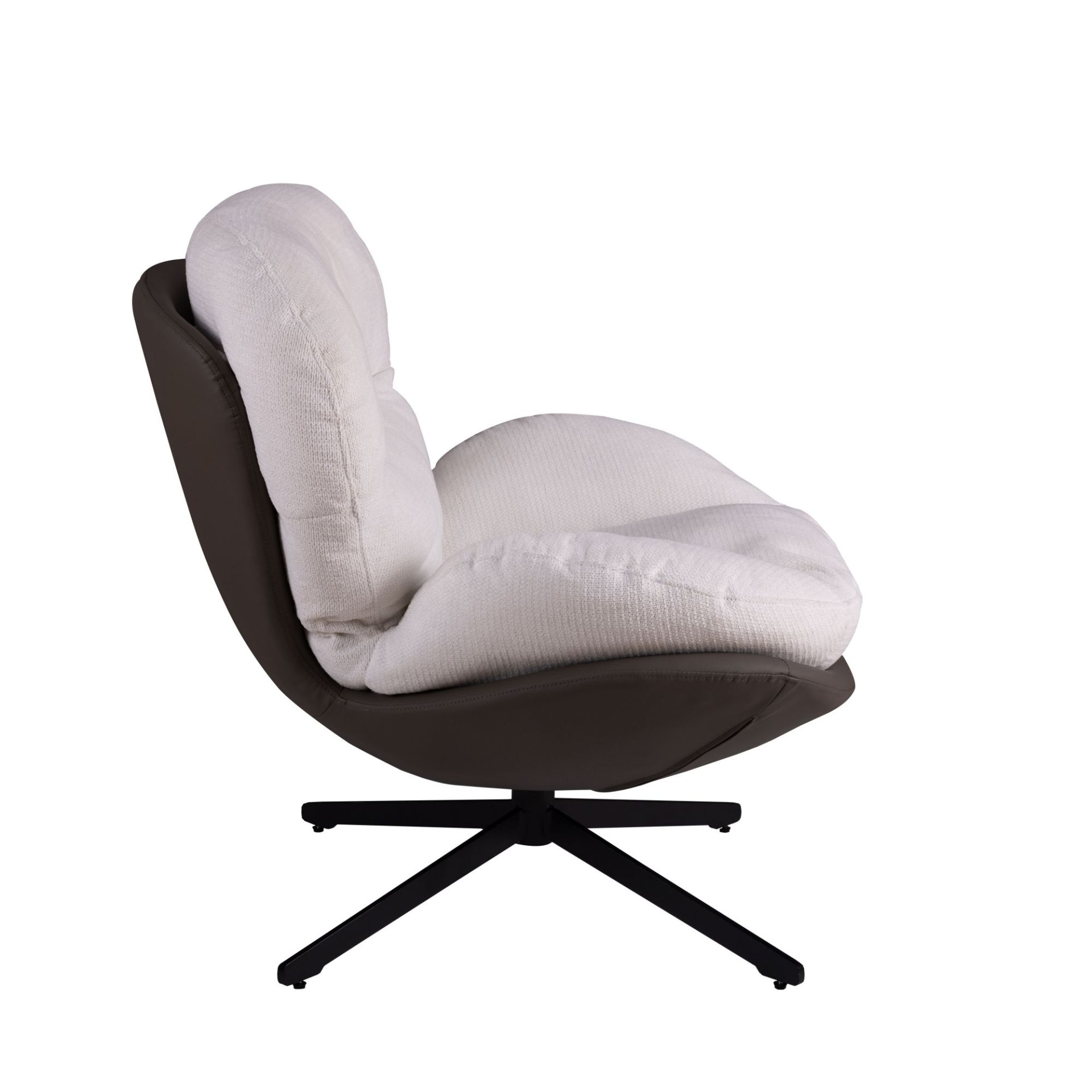 360° Swivel Office Chair, Modern Chenille Chair With And Metal Base Frame, No Wheels, Accent Chair - White - Image 15