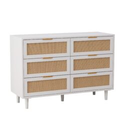 6 Drawer Storage Cabinet For Bedroom Or Living Room - White / Natural