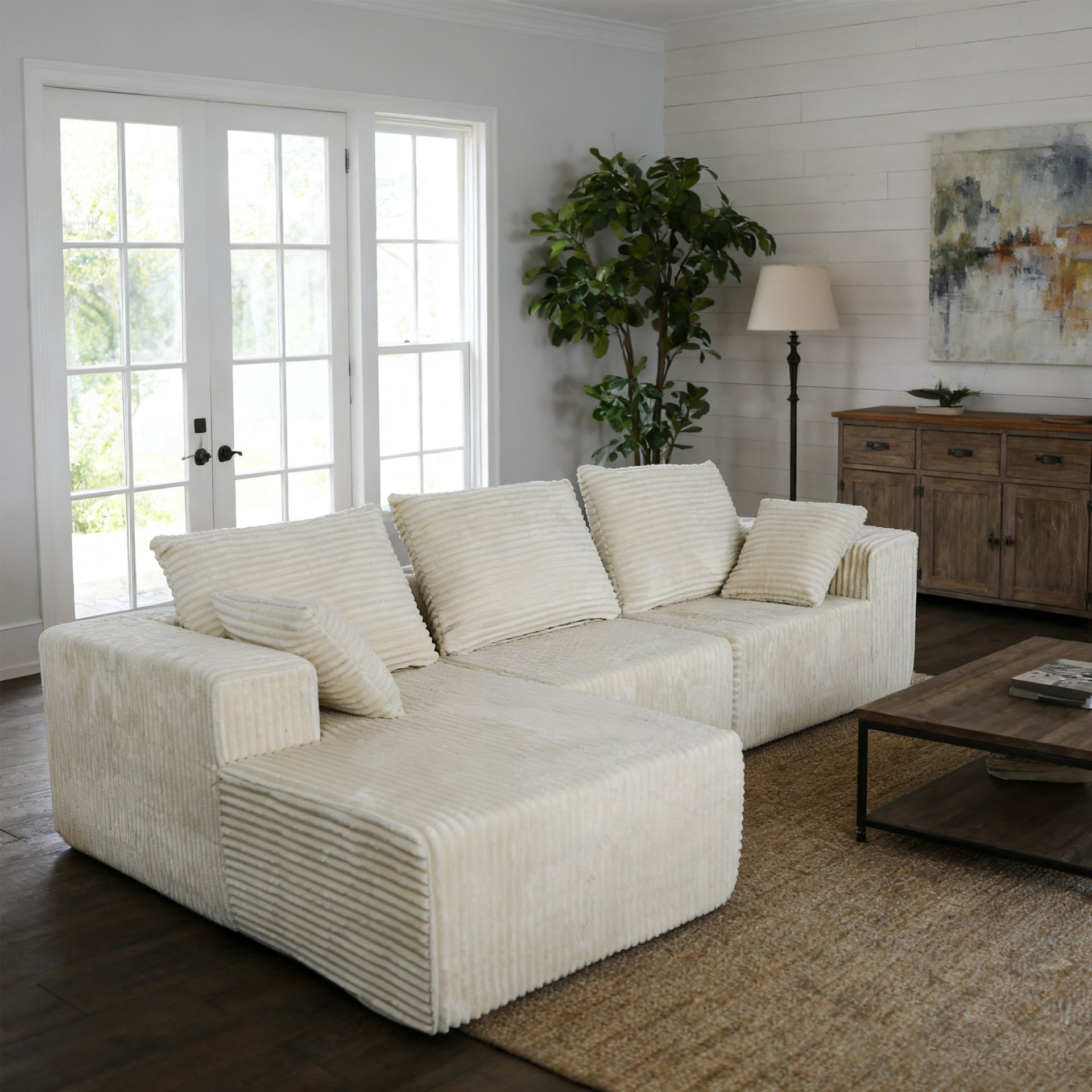 Corner Combination Sofa Sectional Couch, Modular Design For Flexible Living Spaces - Beige - Image 22