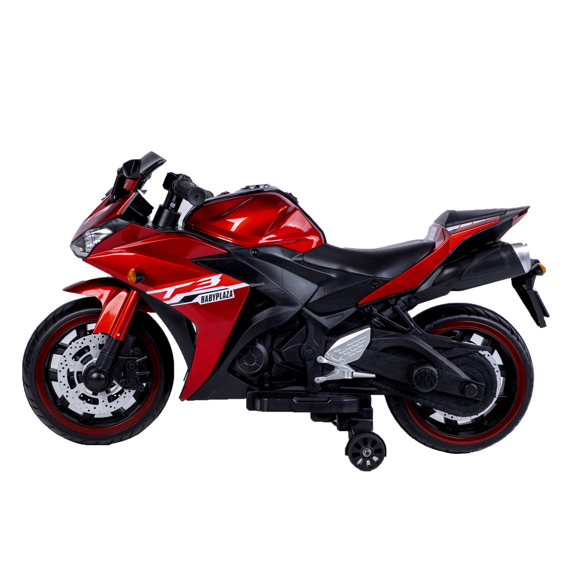 Kids 12V Motorcycle With Training Wheels, Manual Throttle, And Lighting Wheels For Boys And Girls Ages 3-6 - Red - Image 7