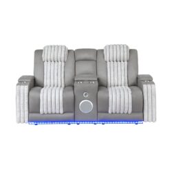 Duran - Power Reclining Loveseat, LED Light And Bluetooth Speaker - Gray