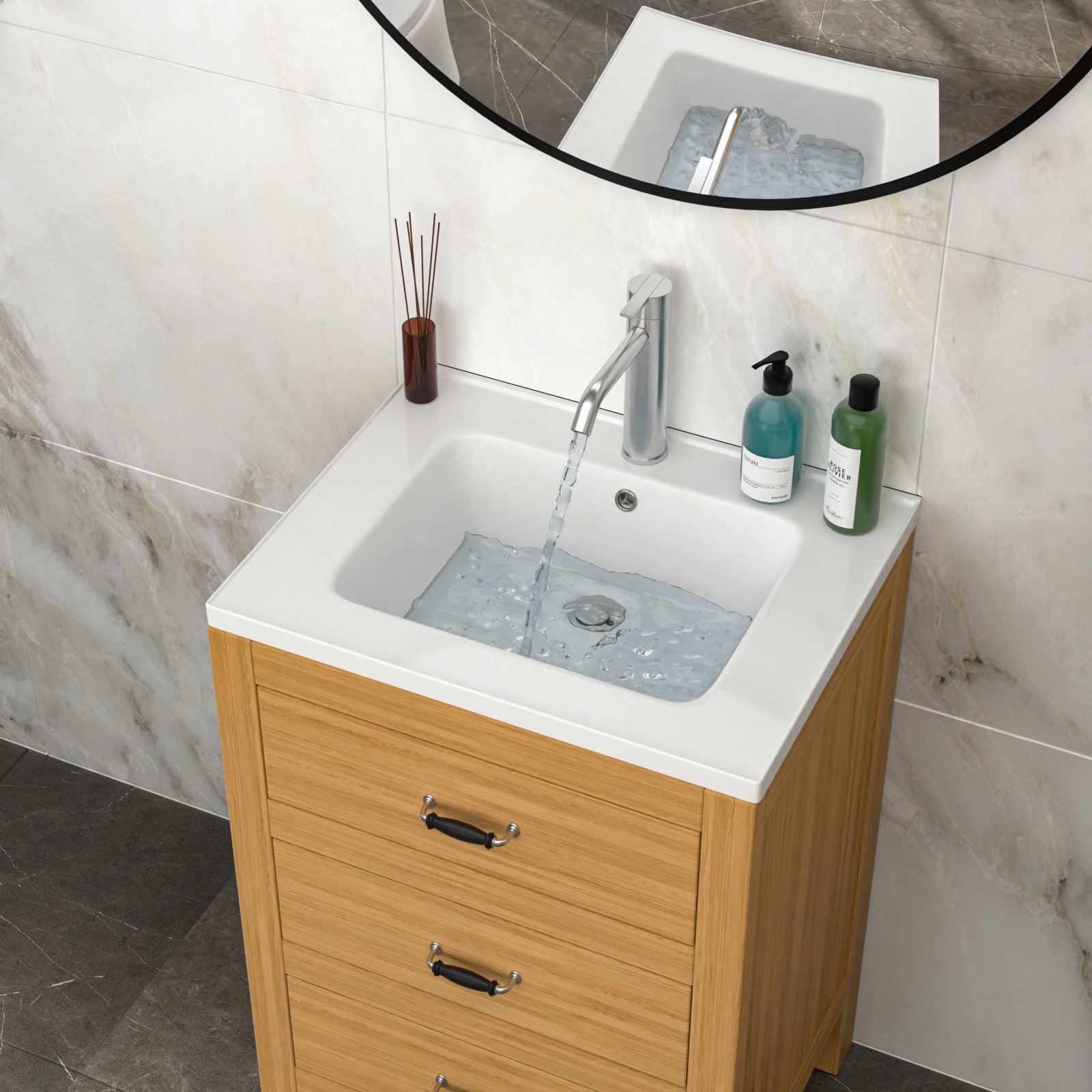 Rectangular Single Vanity Top With 1 Faucet Hole And Overflow Ceramic - White - Image 4