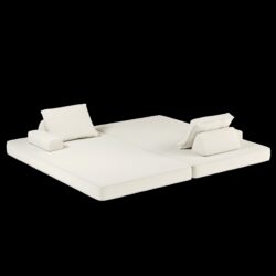 Multifunctional Convertible Sofa Bed With 2 Tumbler Backrests And 2 Pillows, Diy Modern Upholstered Couch - Beige