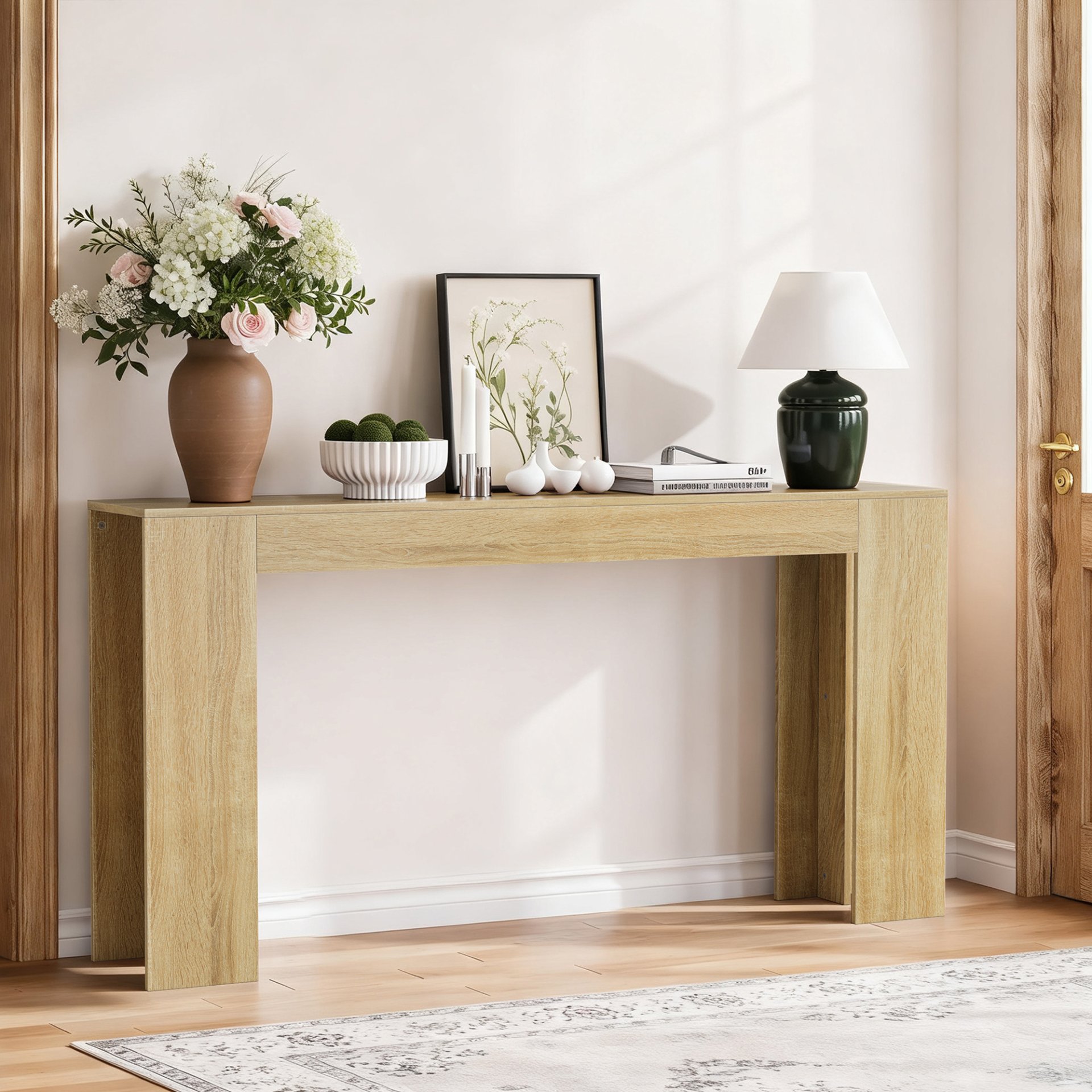 Extra Long Console Table For Narrow Hallways, Living Room - Oak - Image 4