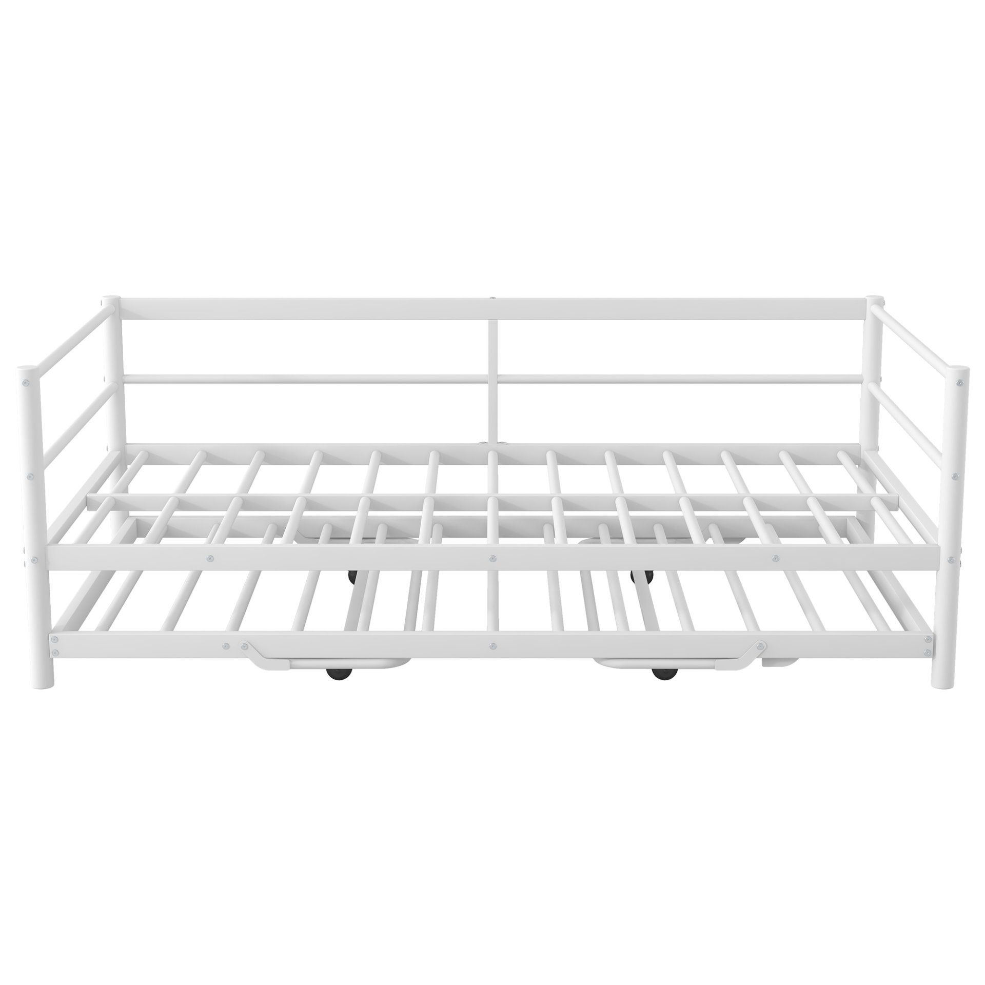 Industrial Twin Daybed With LED Light And Pop Up Trundle, Adjustable Support Frame - White - Image 6