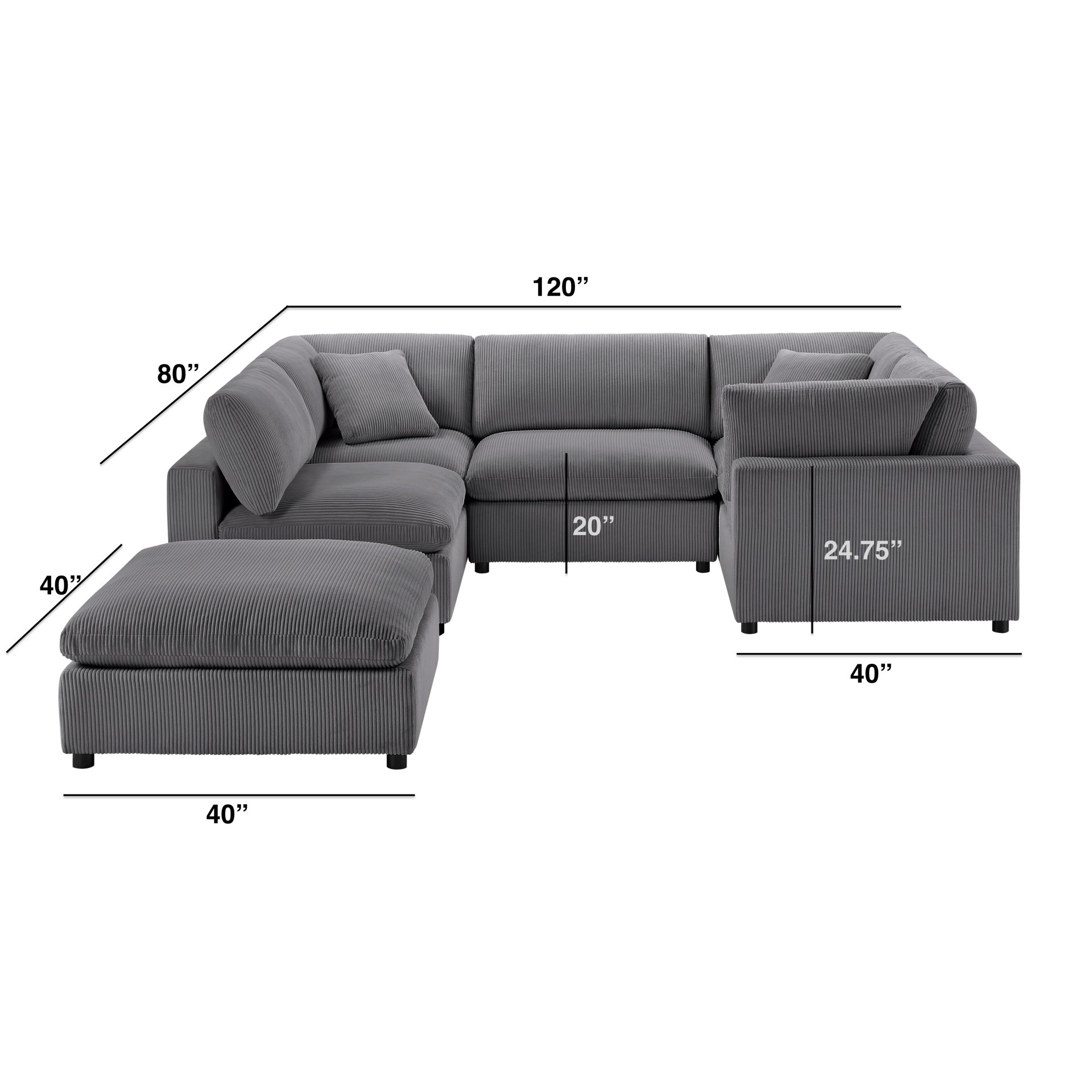 Chelsea - Modular 6 Piece Sectional - Charcoal - Image 18