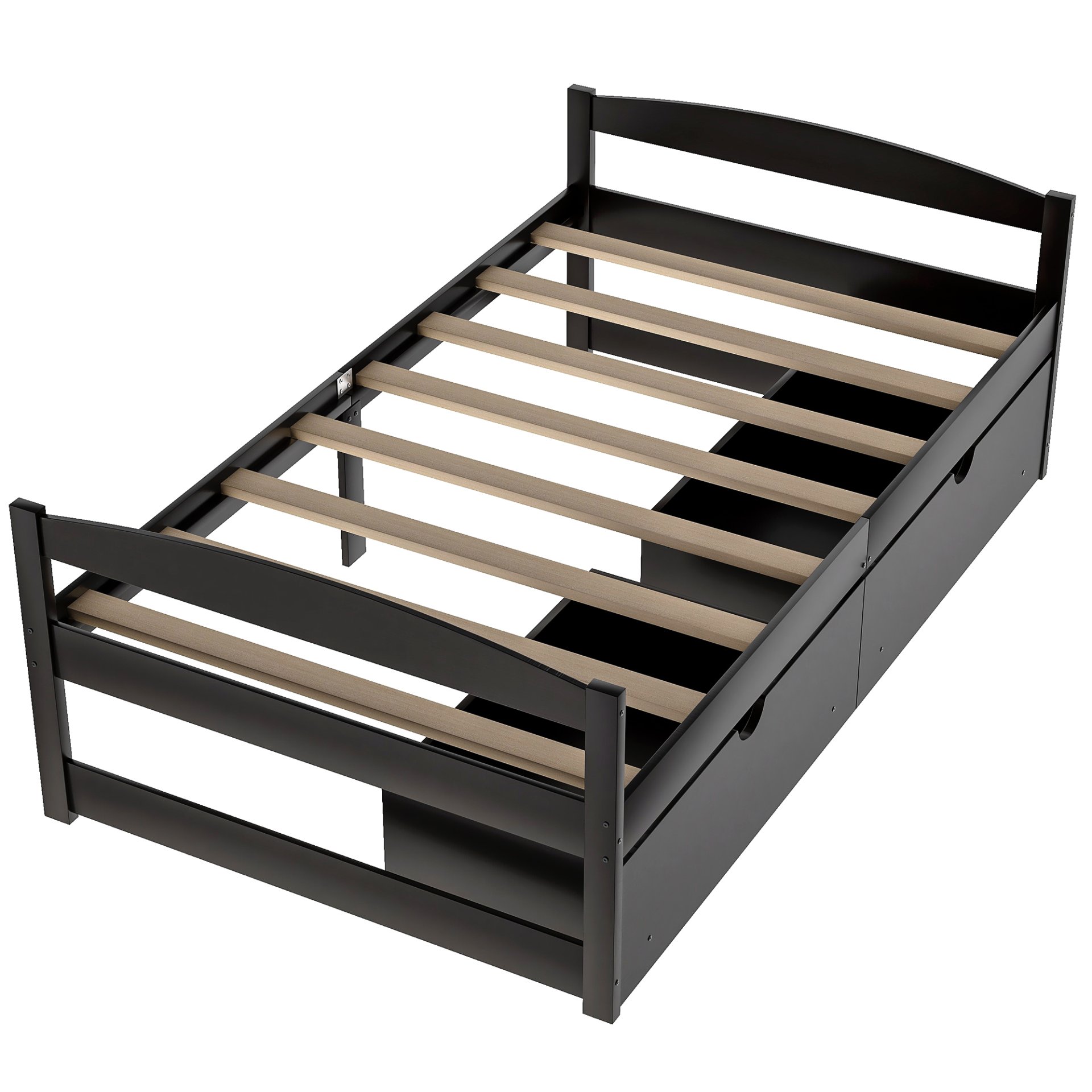 Twin Size Platform Bed With 2 Drawers - Espresso - Image 2