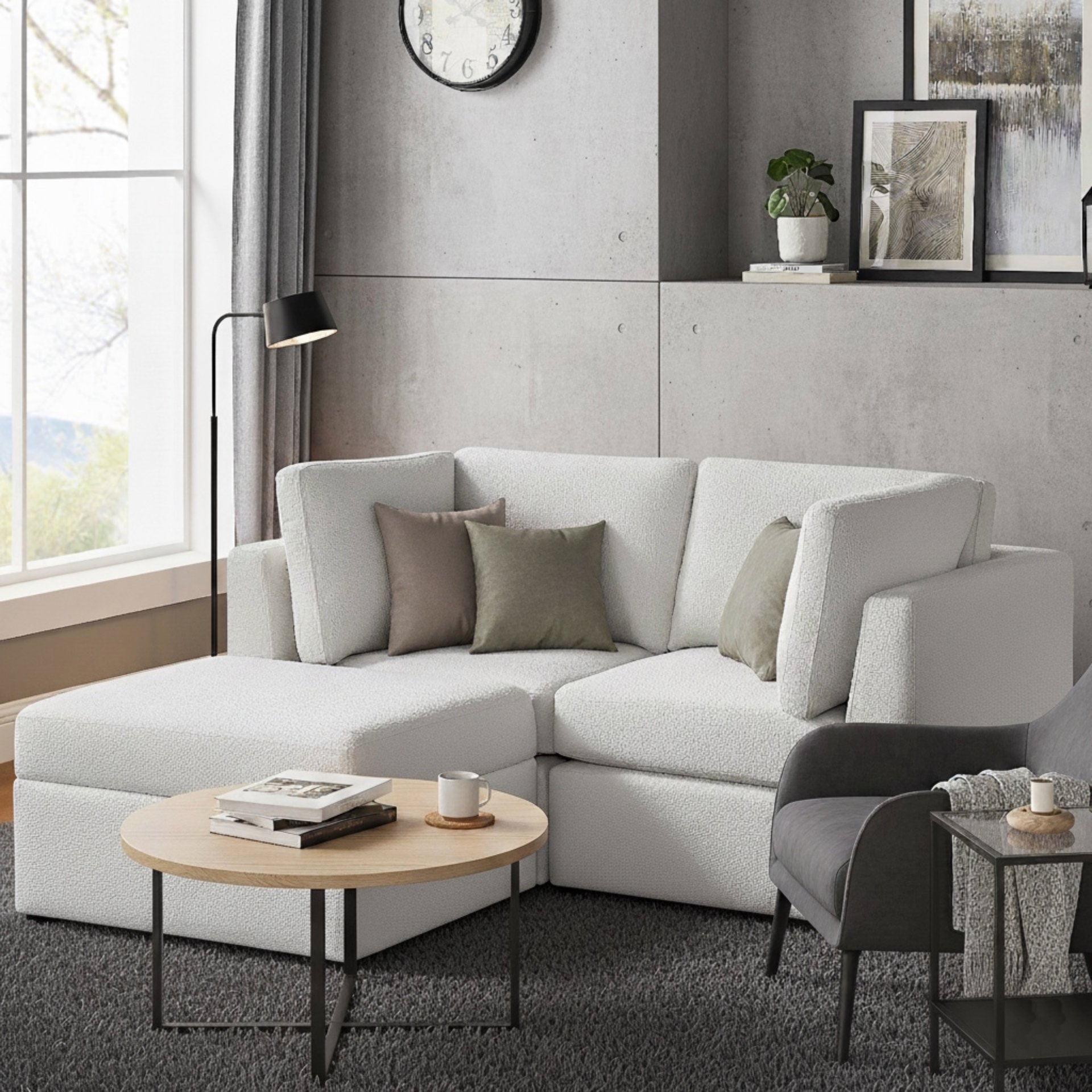 Chauncy - 3 Piece Chofa And Storage Ottoman - Ivory - Image 2