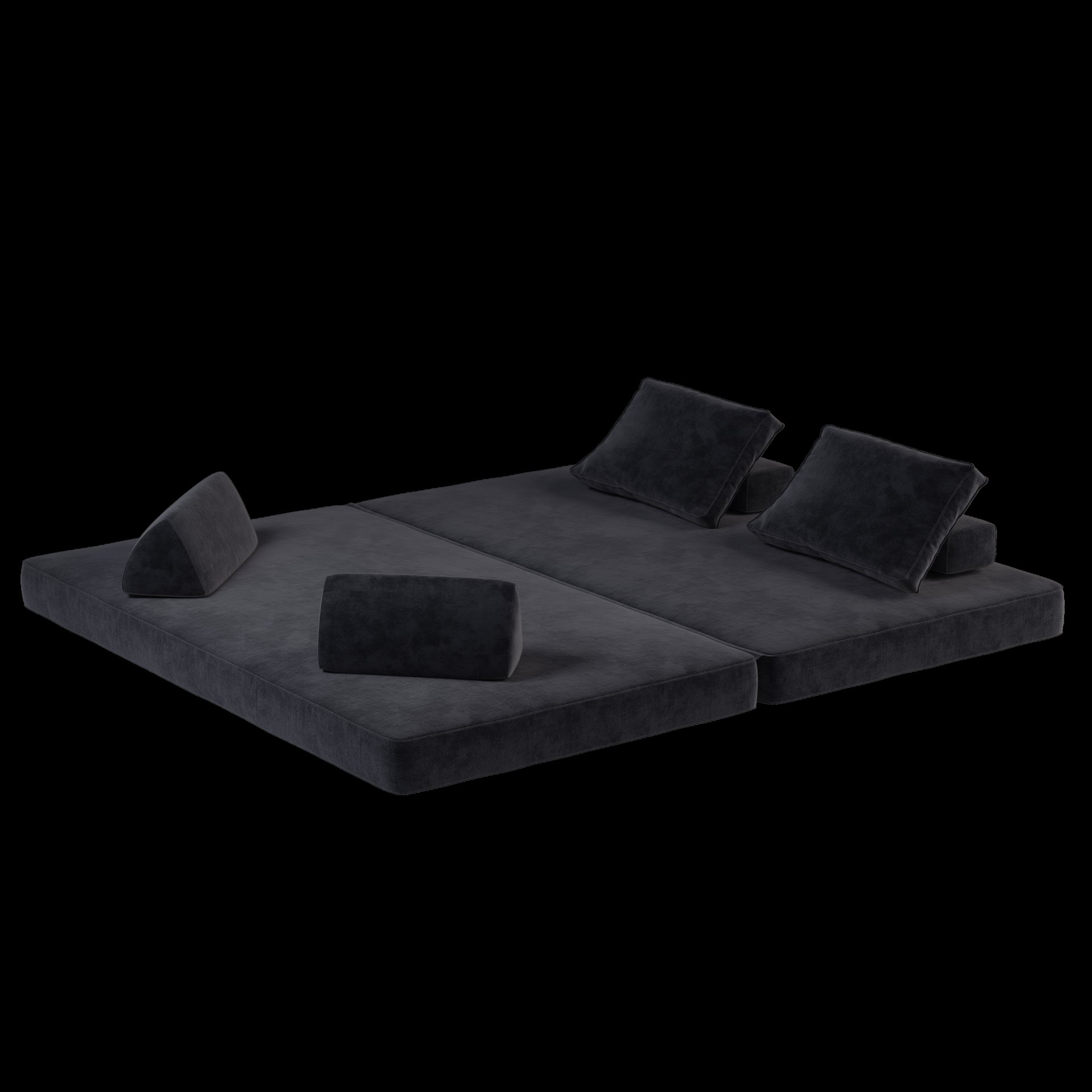 Multifunctional Convertible Sofa Bed With 2 Tumbler Backrests And 2 Pillows, Diy Modern Upholstered Couch - Dark Gray - Image 14