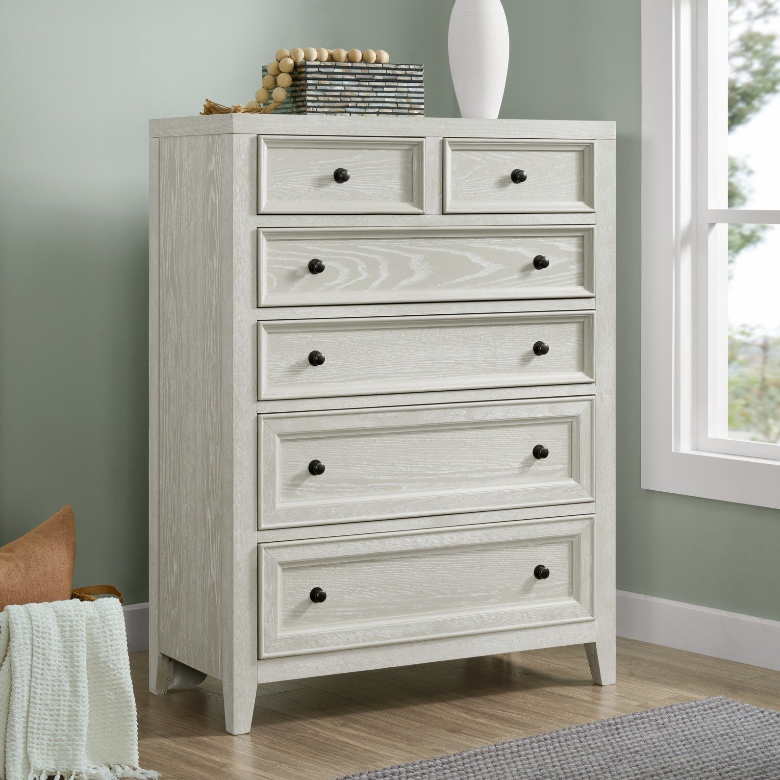 6 Drawer Chest With Knobs And Smooth Slides - White - Image 2