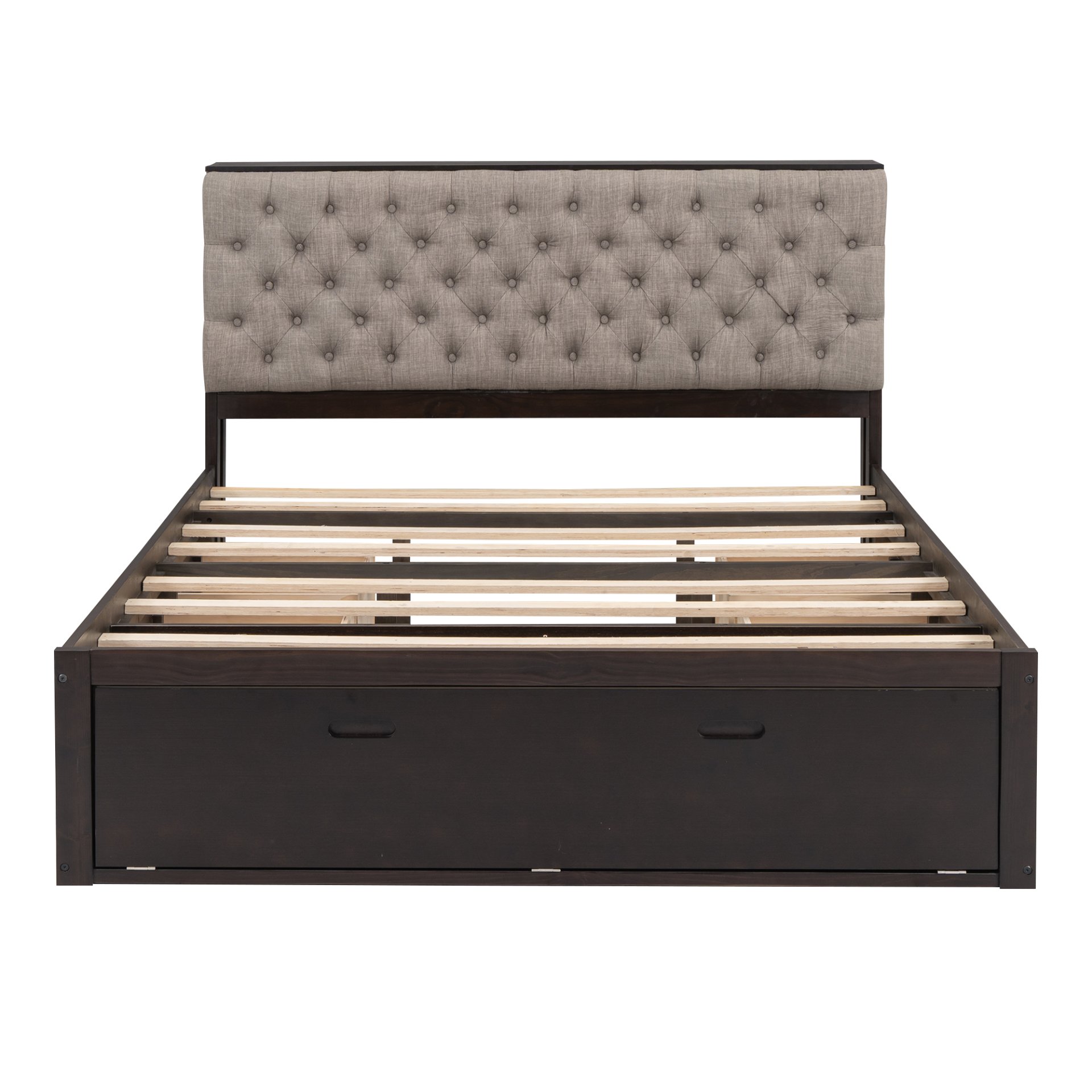 Queen Size Platform Bed With Storage Headboard, Shoe Rack And 4 Drawers - Espresso - Image 16