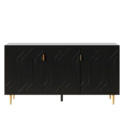 Modern TV Stand With 3 Doors And Adjustable Shelves For Living Room, Fits TVs Up To 70" - Black