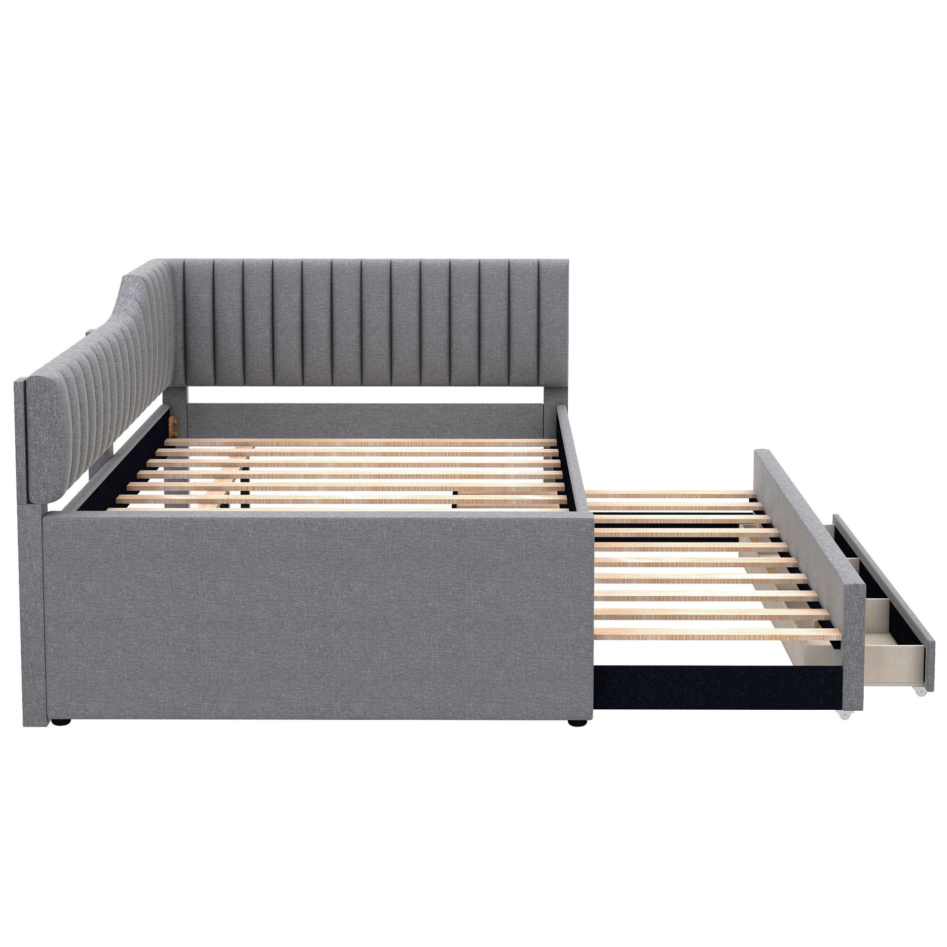 Full Size Upholstered Daybed With Trundle And 3 Drawers - Gray - Image 8