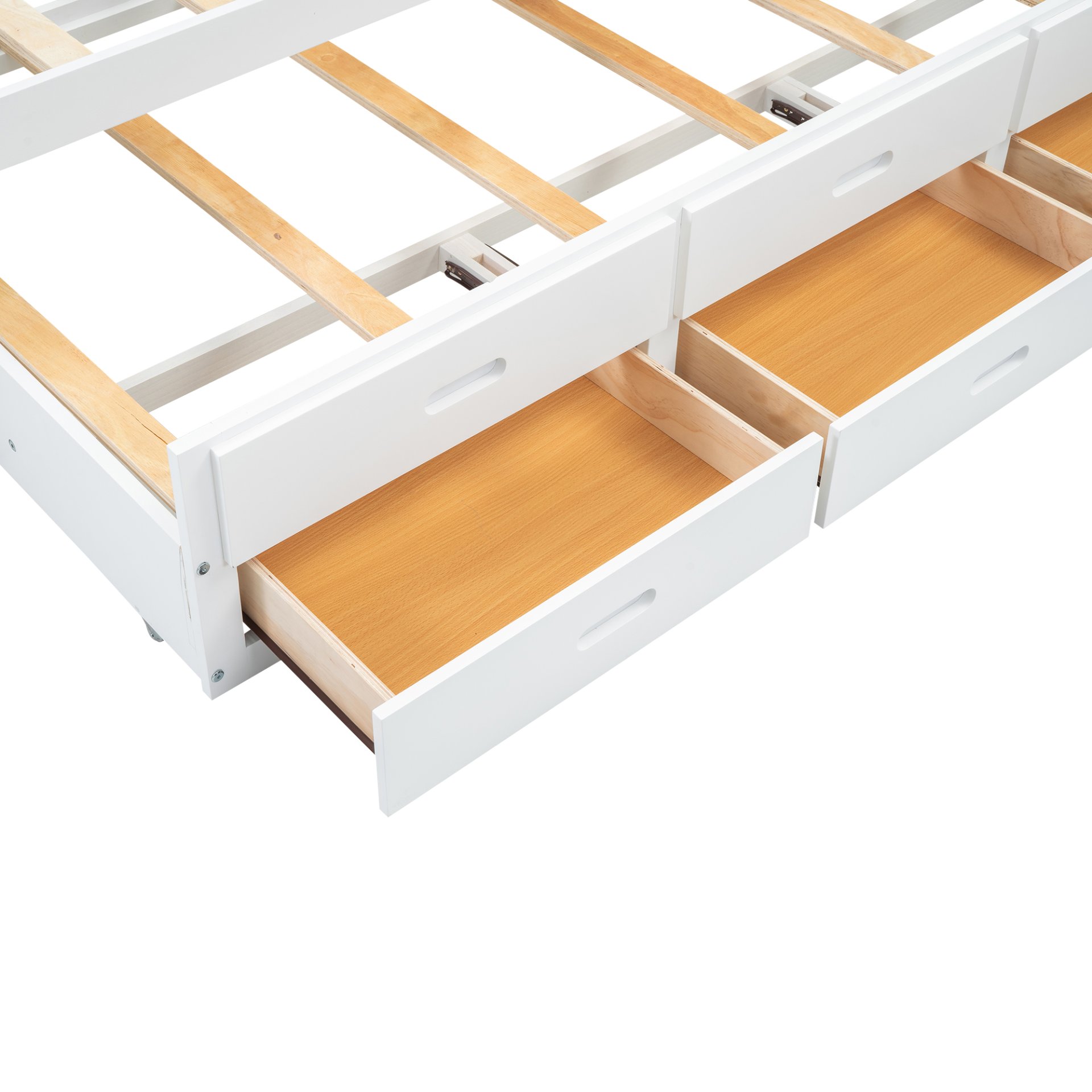 Full Size Platform Bed With Trundle, Drawers, USB Ports And Built In Shelves - White - Image 16