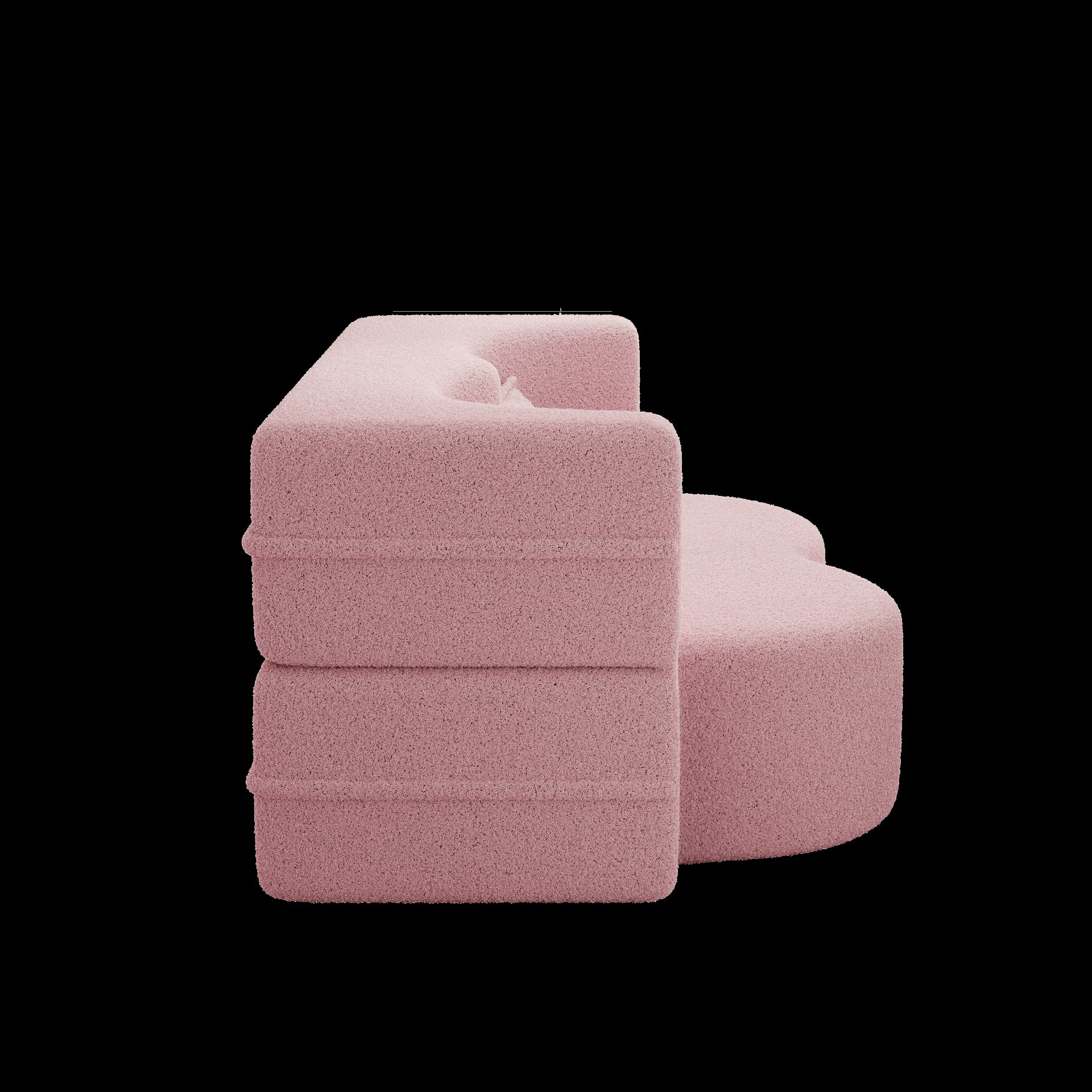 Modern Floor Sofa With 2 Pillows, Convertible Teddy Fabric Foam Filled Sleeper Sofa Bed, Full Size Folding Mattress For Living Room Guest Bed, Playroom, No Assembly Required - Pink - Image 10