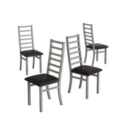 Dining Chairs High Back Armless Design For Kitchen (Set of 4) - Gray