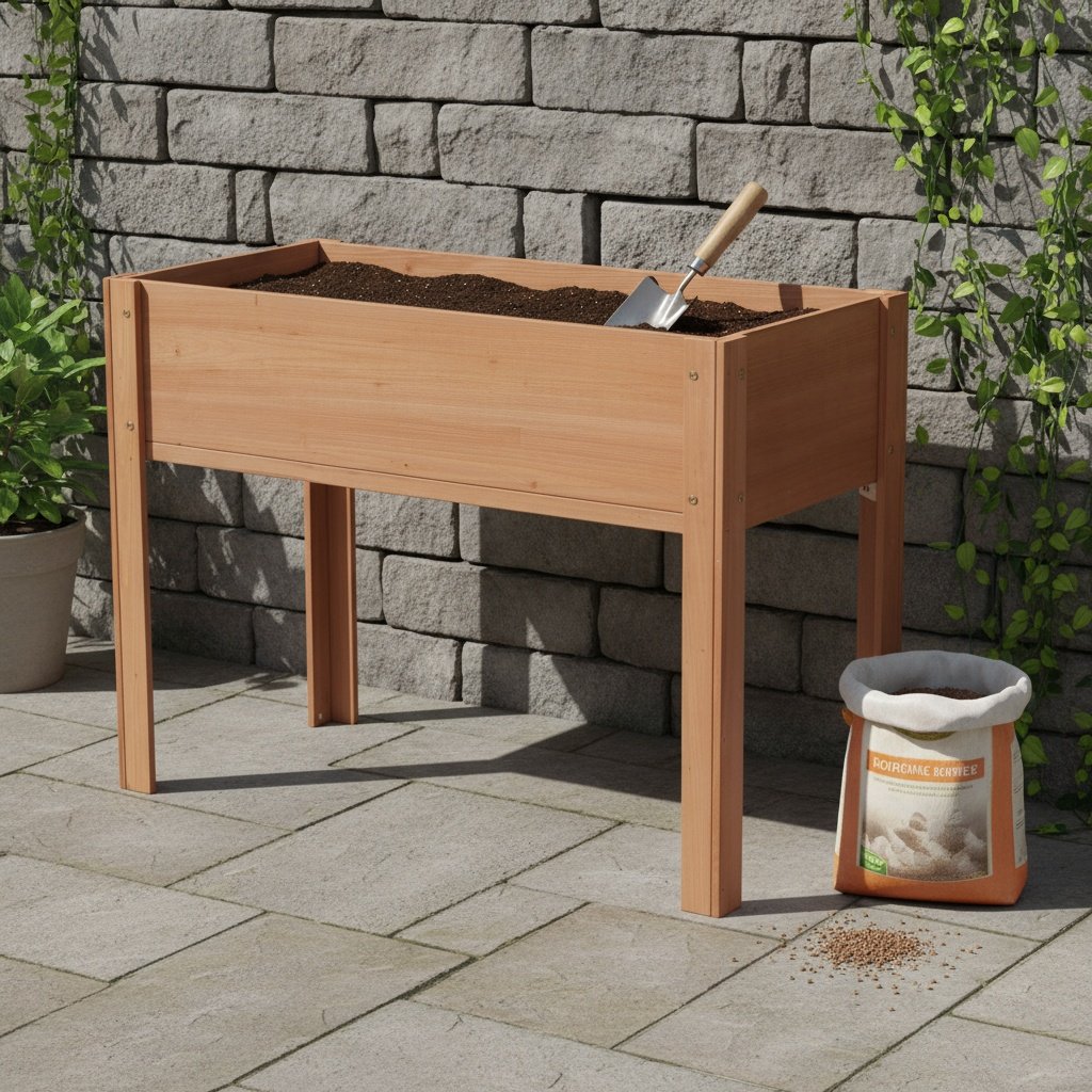 Raised Garden Bed & Legs, Elevated Planter Box For Outdoor Plants Flowers Fruits Vegetable Herb Growing - Coffee - Image 22