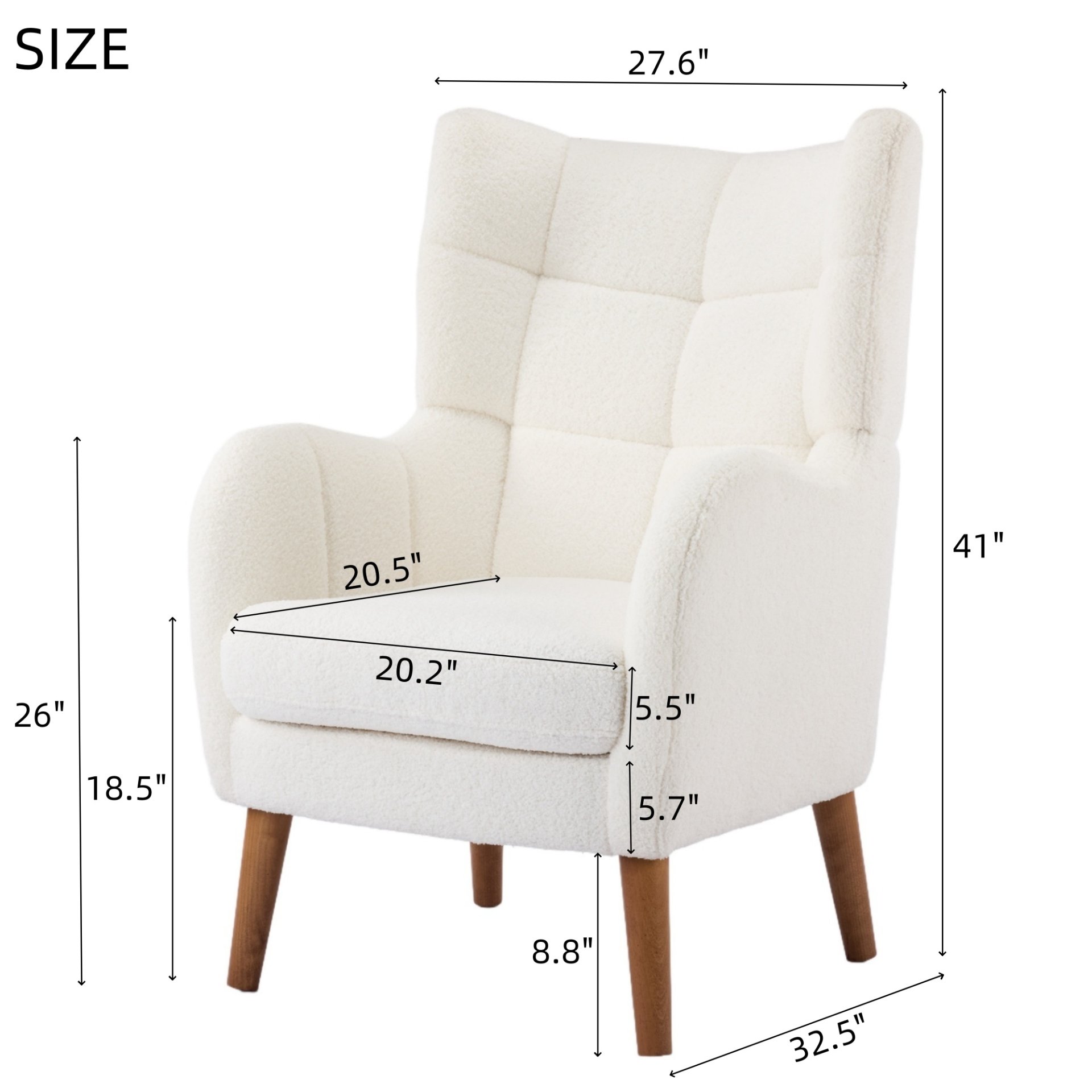 Accent Chair With Birch Wood Legs - White - Image 3