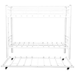 Twin Over Twin Bunk Bed With Safety Guardrail, Noise Reduced, No Box Spring Needed - White