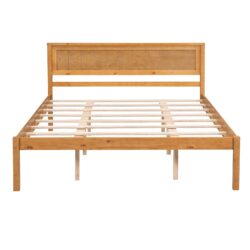 Platform Bed Frame With Headboard, Slat Support, No Box Spring Needed, Queen - Oak