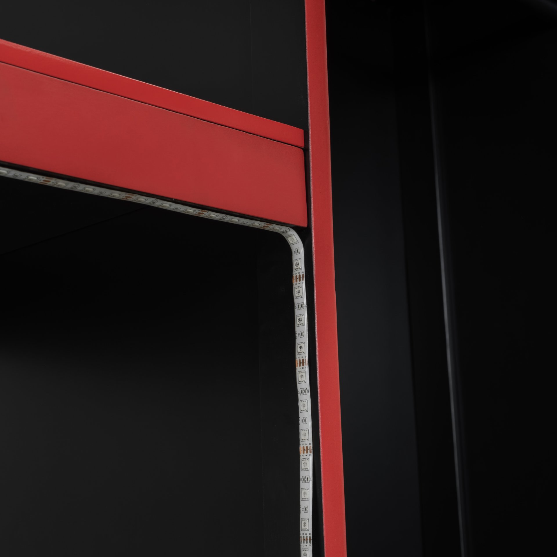 Twin Size Gaming Loft Bed With Built In Desk, Wardrobe, LED Lighting And Drawer - Black - Image 8