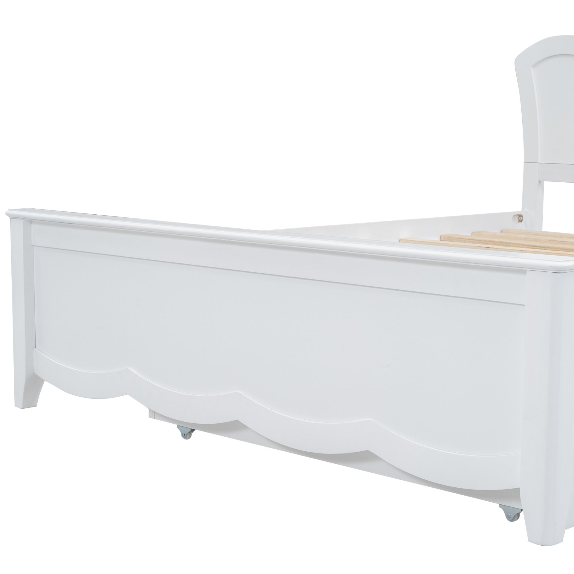 Full Size Platform Bed With Headboard And Twin Trundle - White - Image 12
