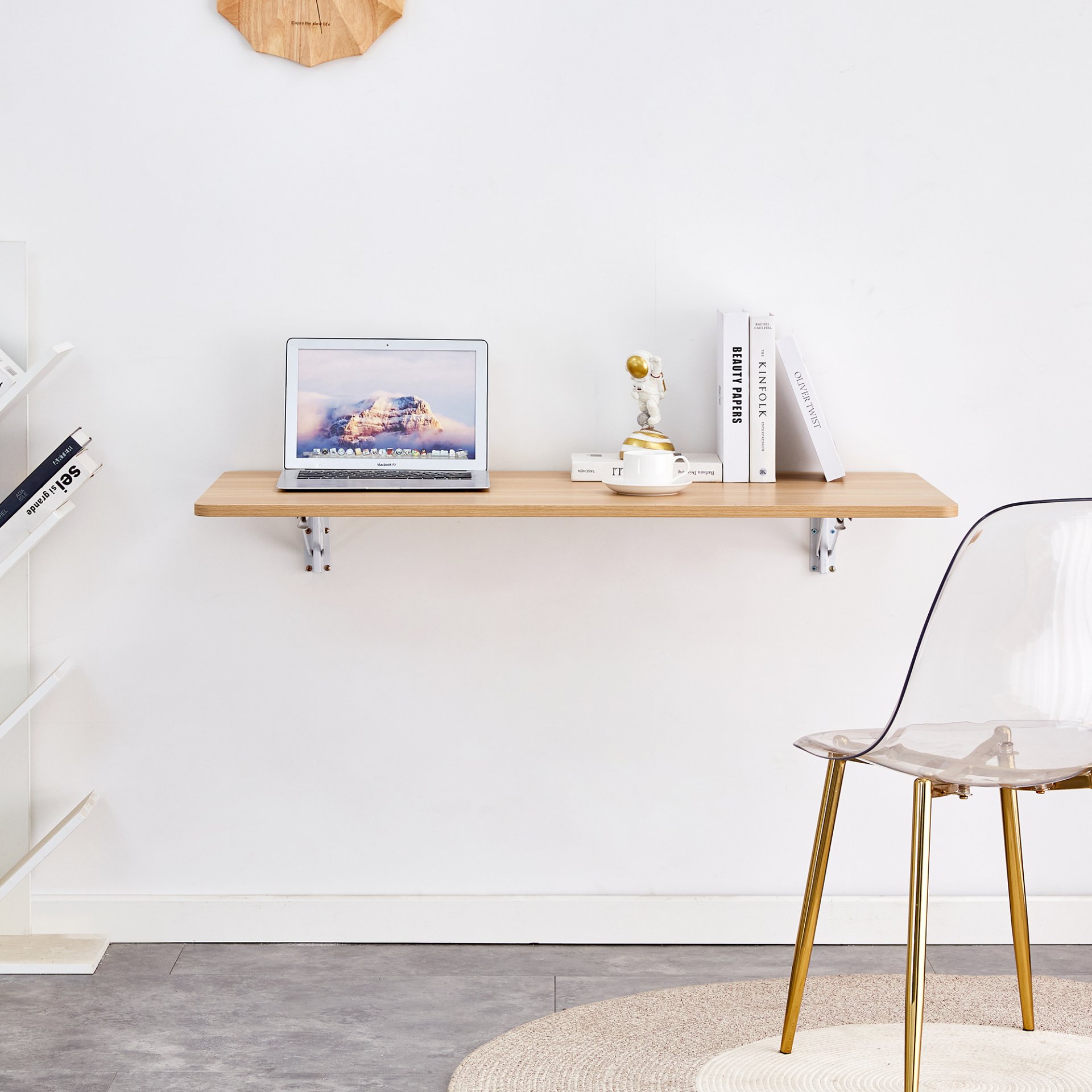 Laundry Room Folding Table Wall Mounted, Folding Table For Small Spaces, Fold Down Desk, Workbench, Addition To Garage & Shed - Burly Wood - Image 6