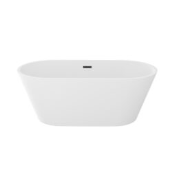 Gloss Freestanding Bathtub & Overflow And Pop Up Drain, Stand Alone Soaking Tub - Glossy White