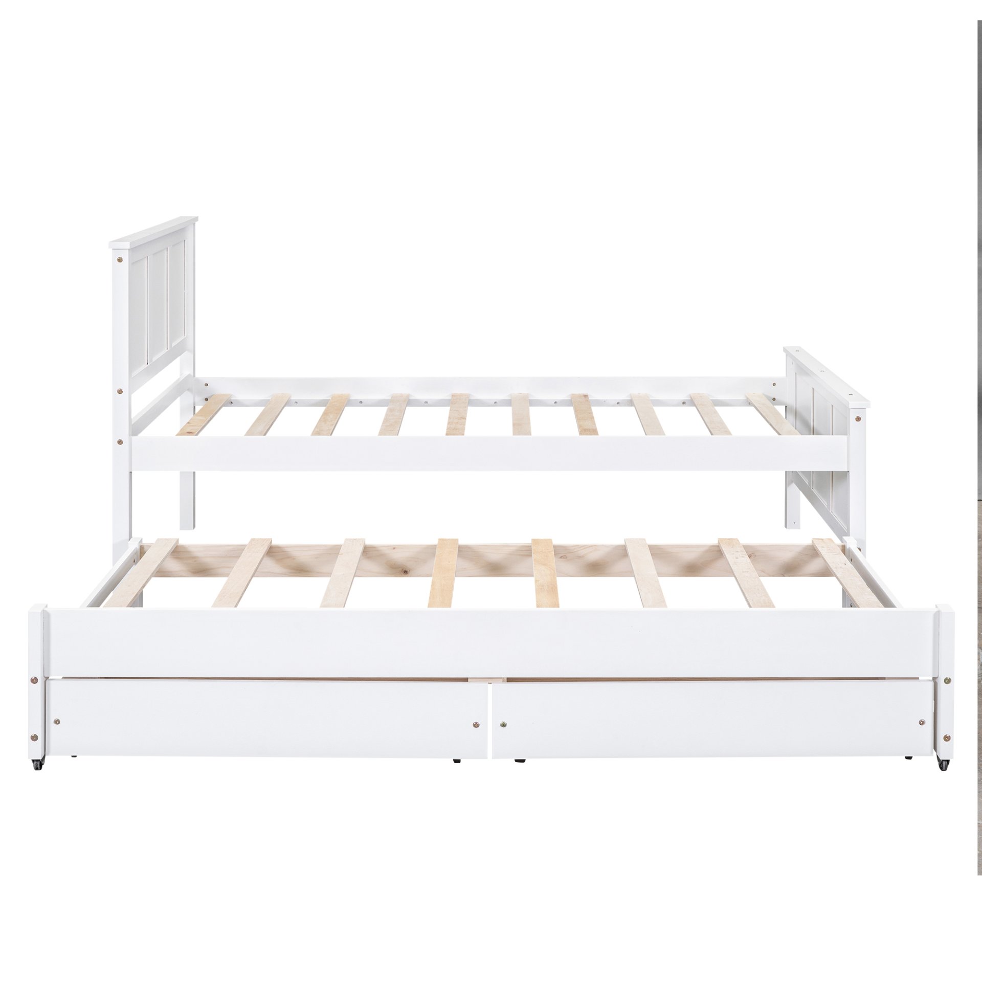 Twin Size Platform Bed With Trundle And Drawers - White - Image 6