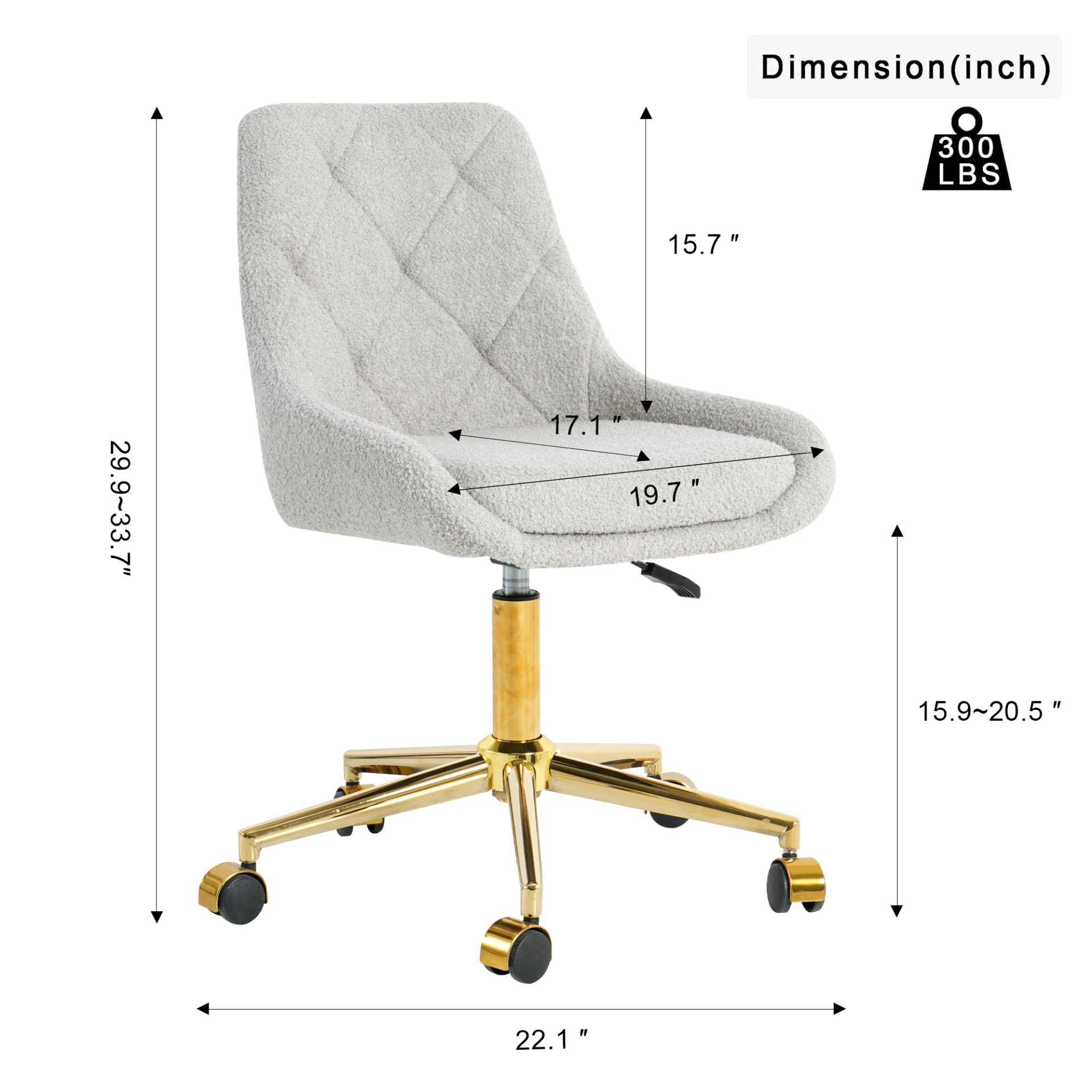 Modern Teddy Velvet Fabric Dining Chair With Gold Plated 5 Claw Legs - Gray - Image 3