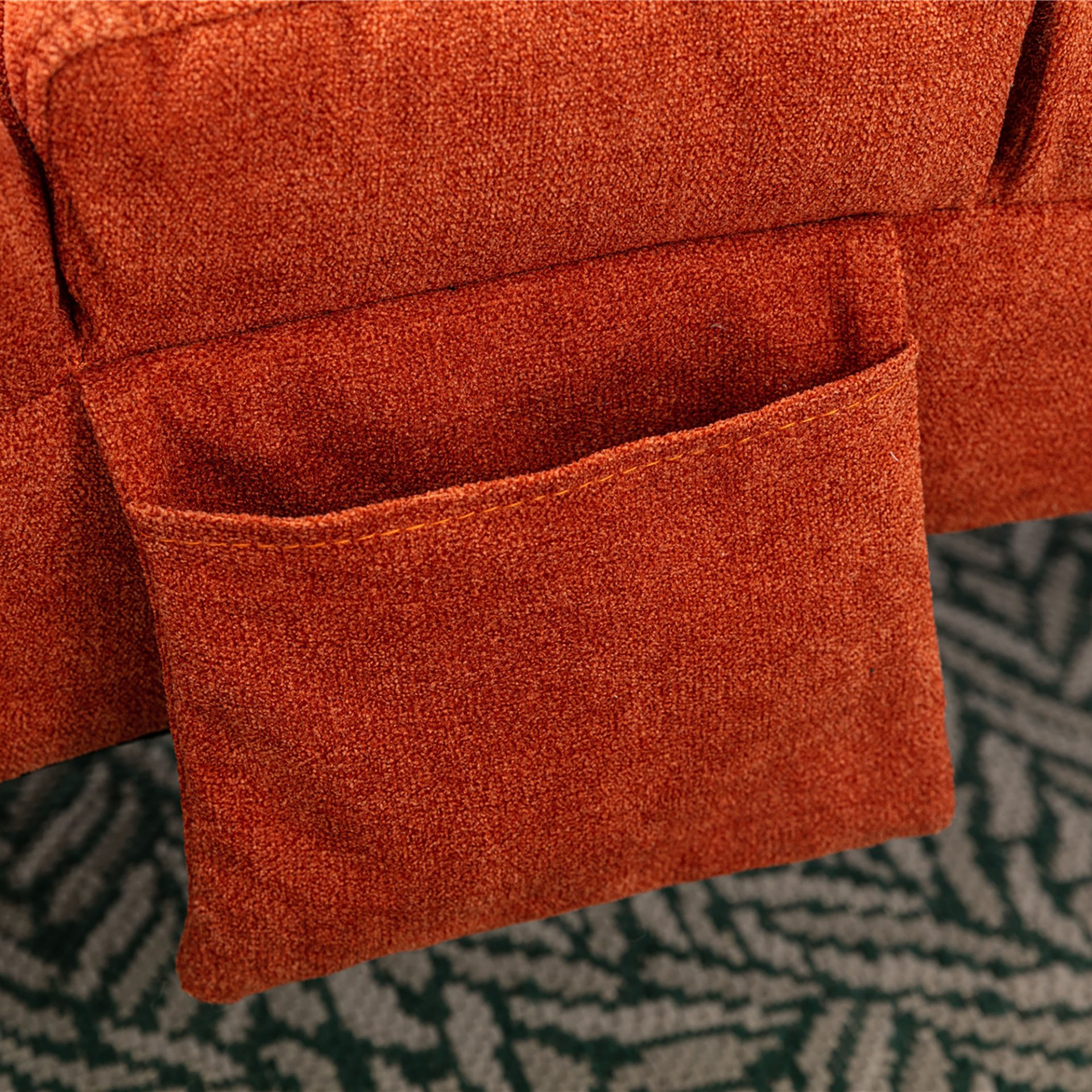 Ergonomic Linen Massage Chaise Lounge With Remote Control, 5 Modes - Orange - Image 10