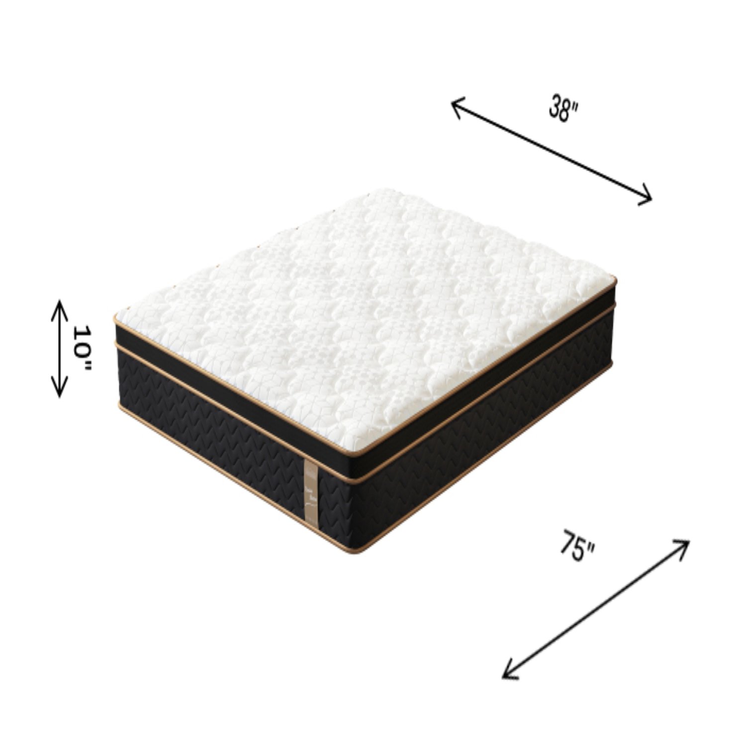 10" Twin Plush Hybrid Mattresses With Gel Memory Foam, Individual Pocket Spring Motion Isolation Edge Support - White / Black - Image 3