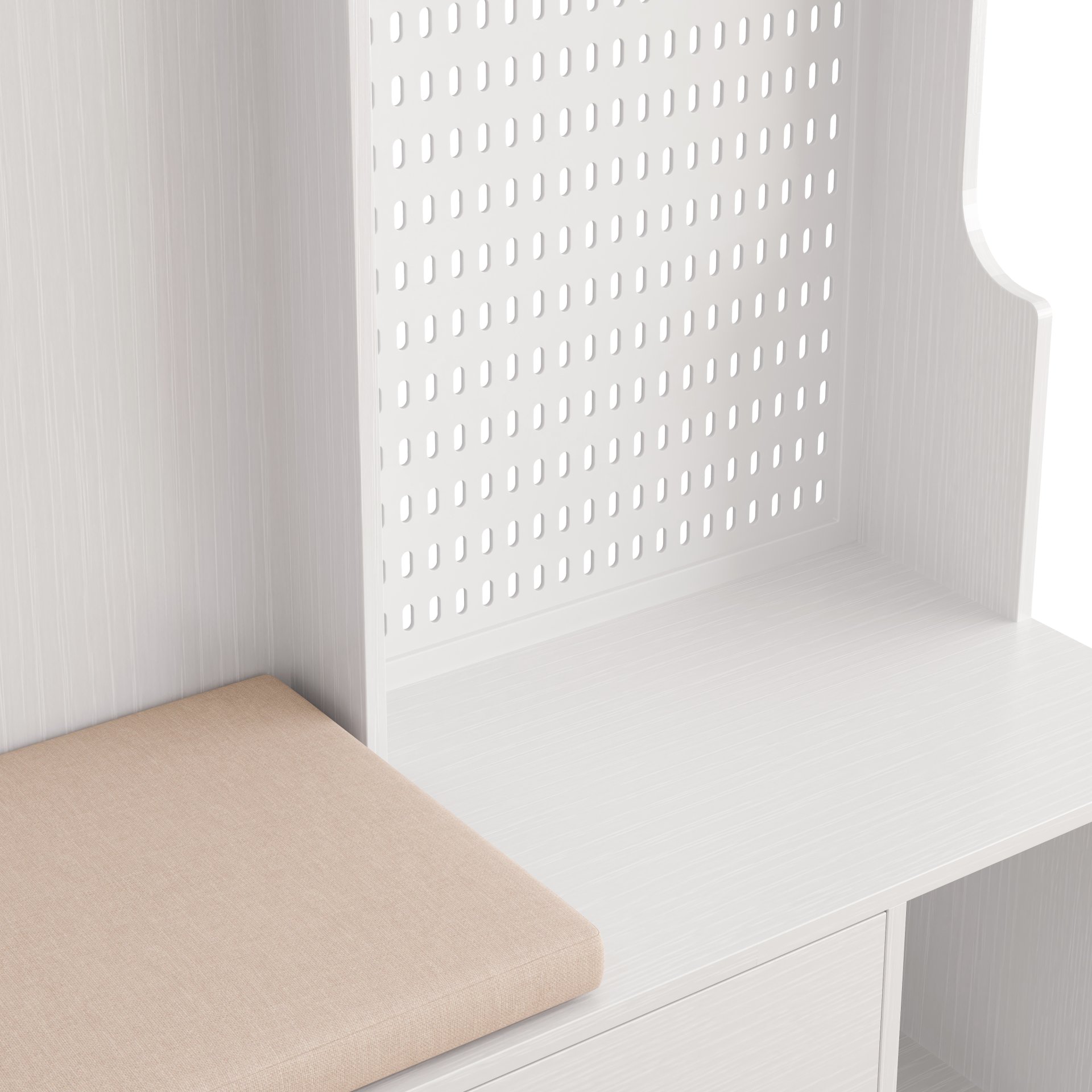 Hallway Hall Tree With Removable Cushion Bench, Coat Rack, Storage Shelves - White - Image 15