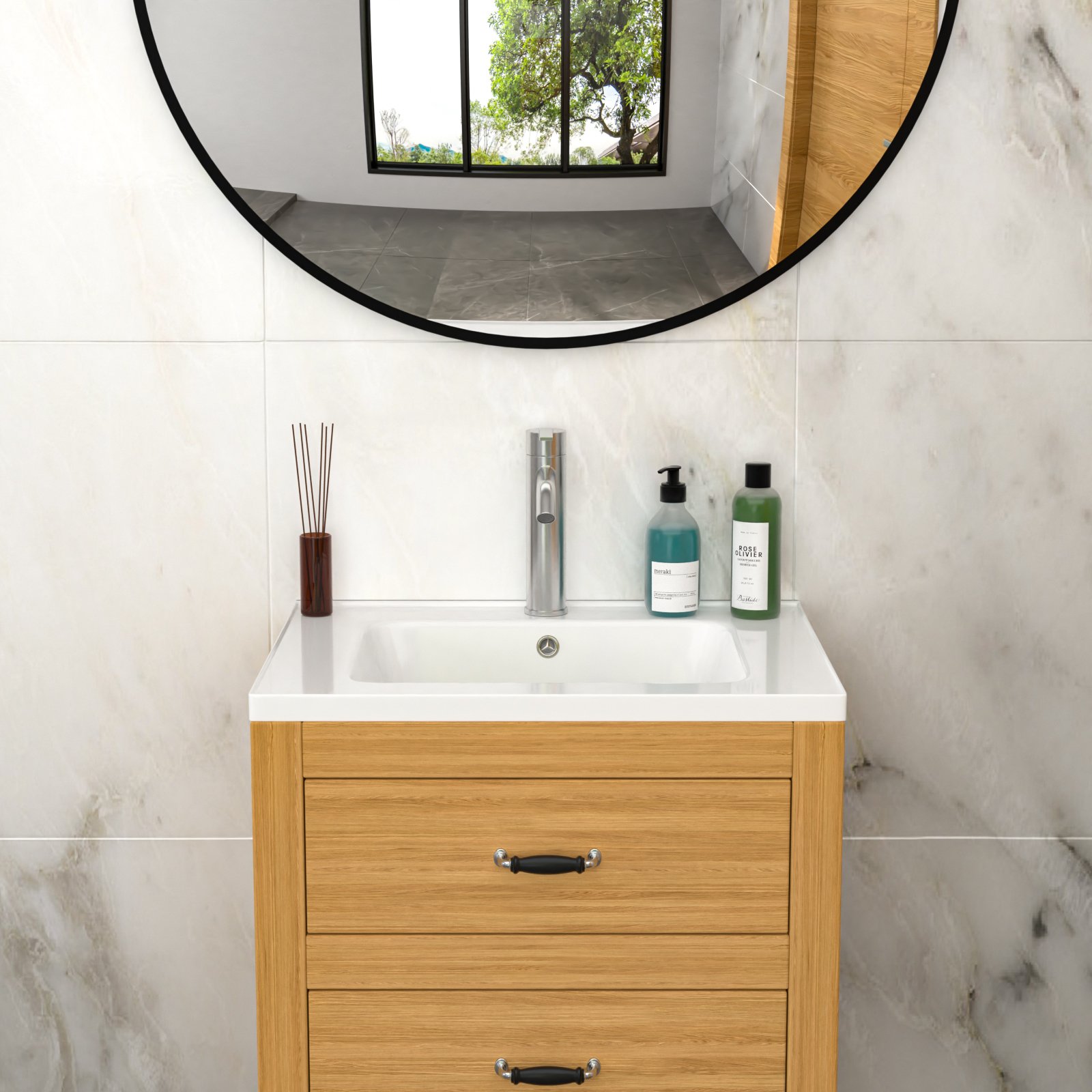 Rectangular Single Vanity Top With 1 Faucet Hole And Overflow Ceramic - White - Image 5