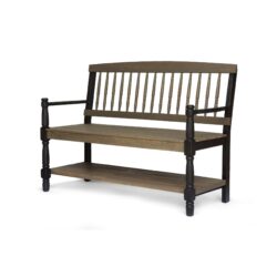 Imperial Slatted Bench With Built In Shelf - Gray / Black