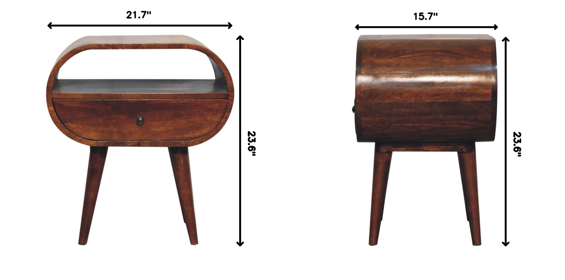 Large Circular Open Bedside Table - Brown - Image 13