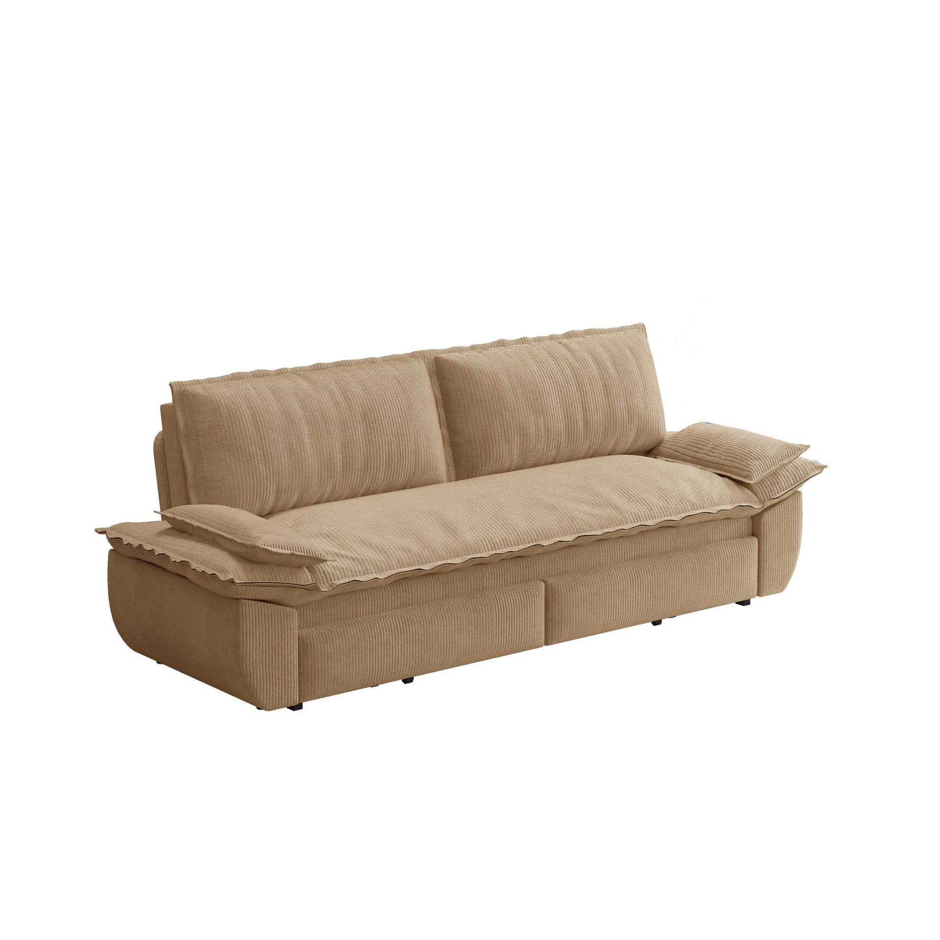 Queen Pull Out Sofa Bed, 3 In 1 Convertible Sleeper Sofa, Multi Functional Loveseat Bed - Camel - Image 15