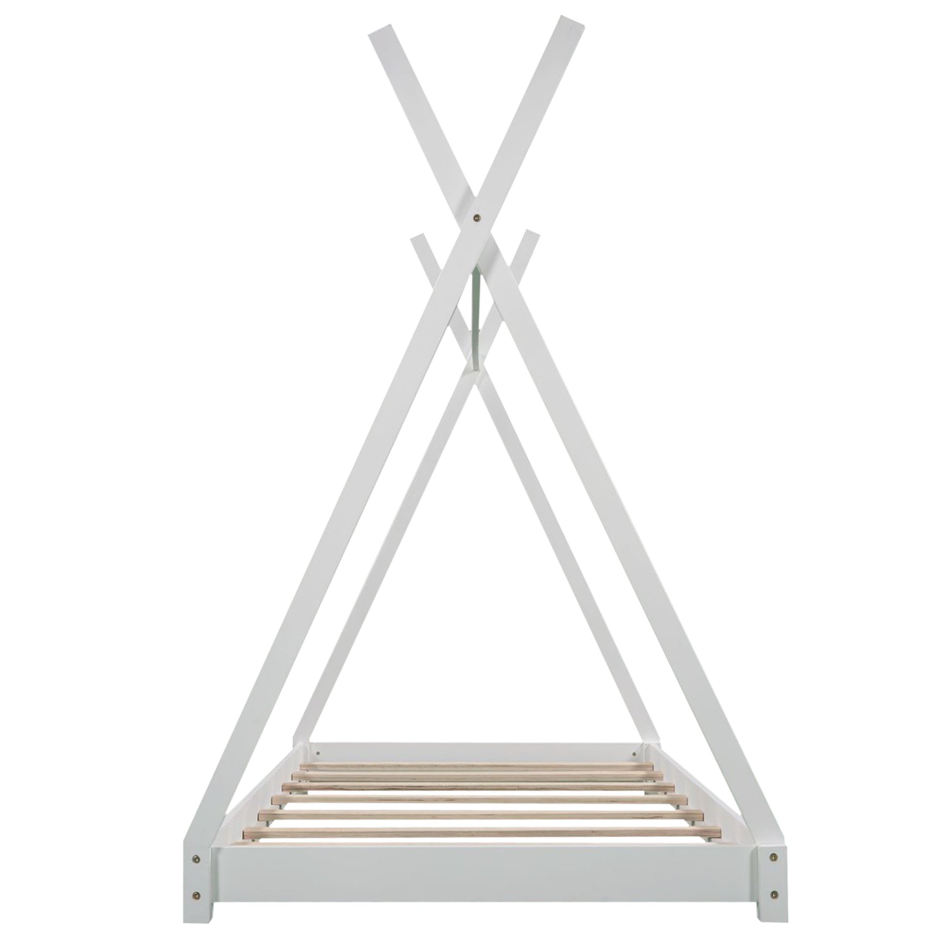 Twin Size House Platform Bed With Triangle Structure - White - Image 8