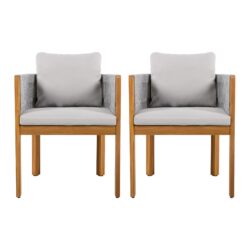 Outdoor Dining Chairs With Rope Handles (Set of 2) - Gray / Teak