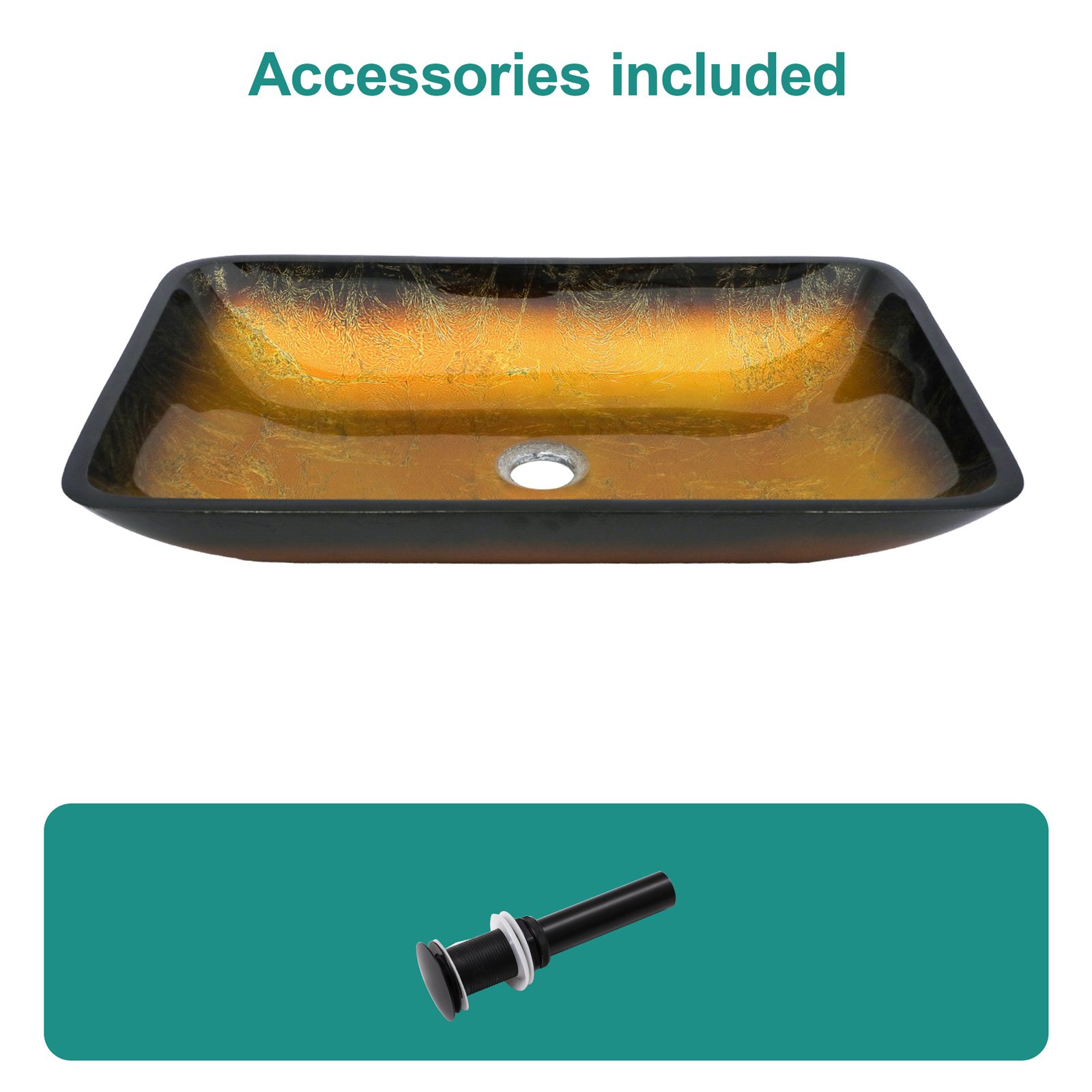 Gradient Vessel Sink Square Above Counter Bathroom Sink With Pop Up Drain - Gold - Image 5