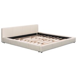 King Size Upholstered Bed With Minimalist Design - Beige