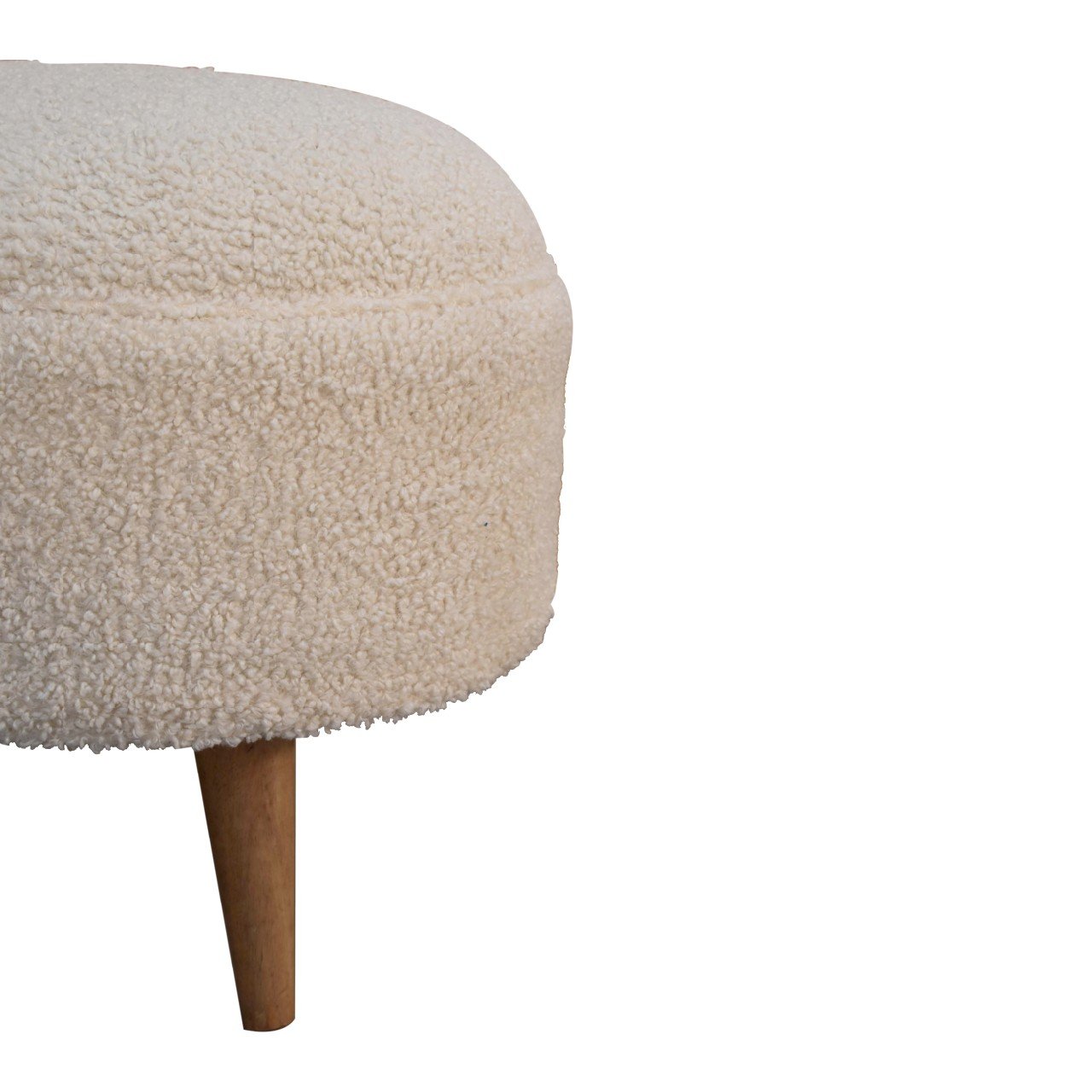 Boucle Rounded Footstool - Oak - Image 7